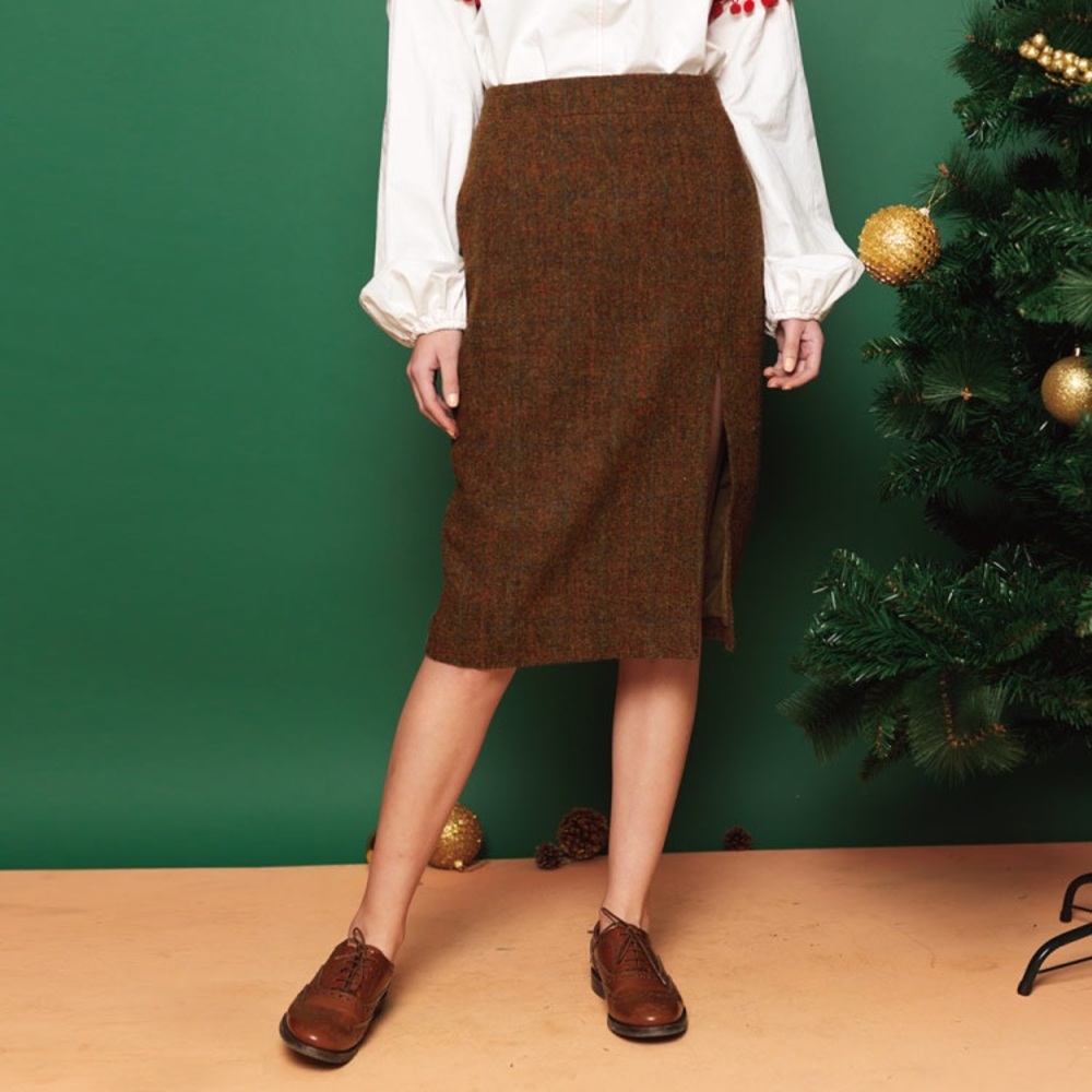 Harris Tweed midi skirt